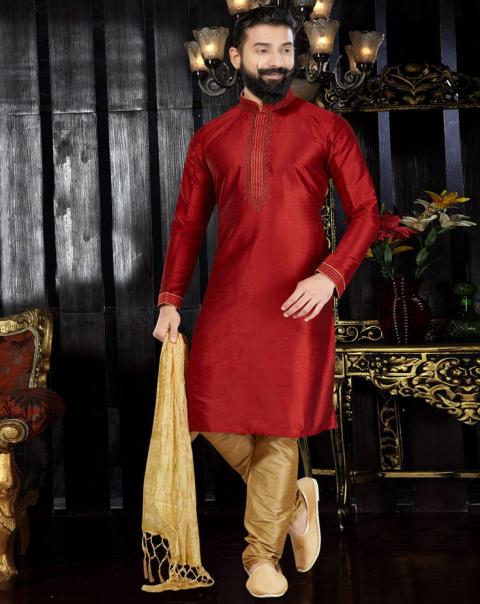 Geometric Chikankari Embroidered Kurta With Pyjamas